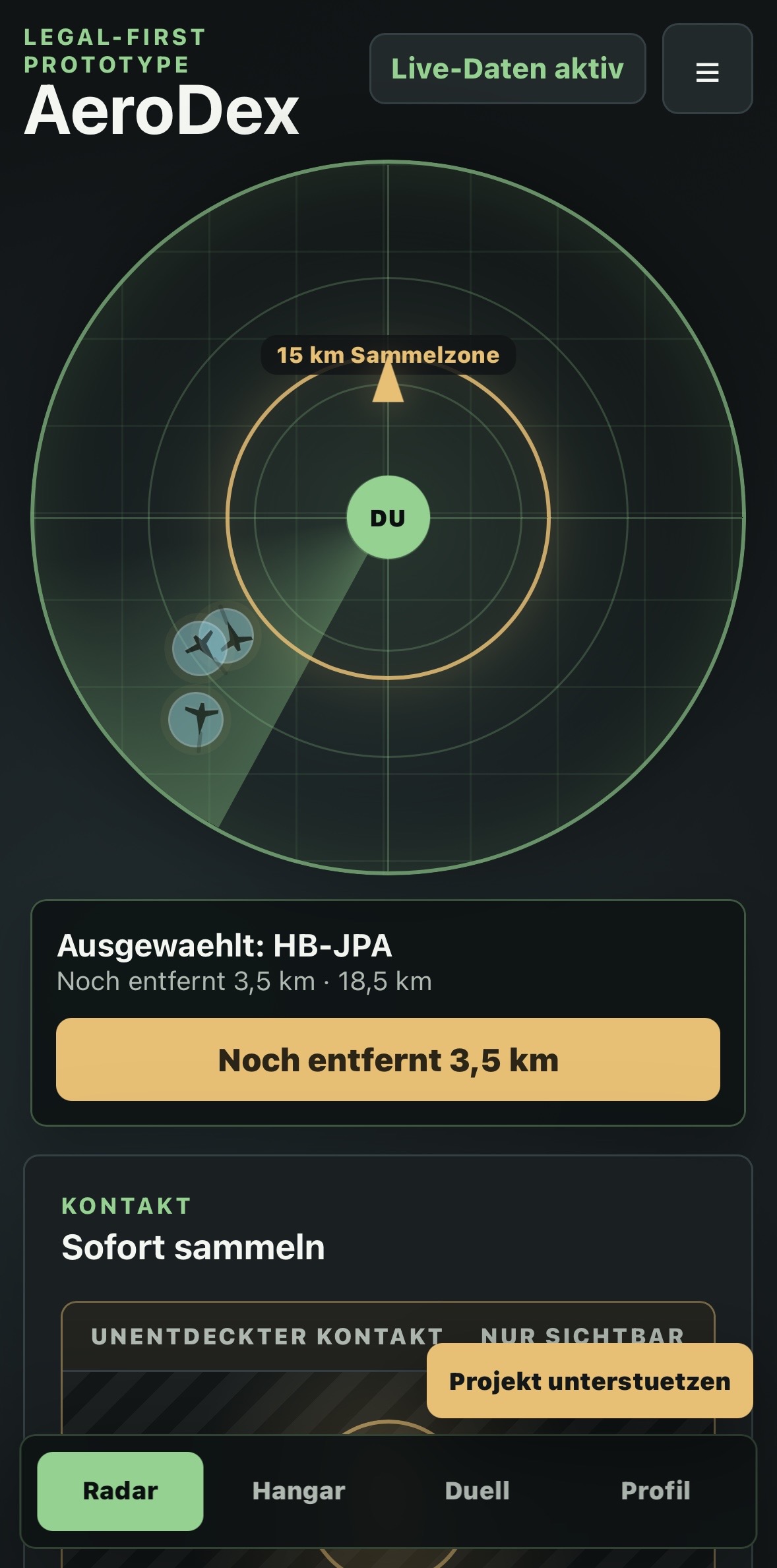 AeroDex Radaransicht